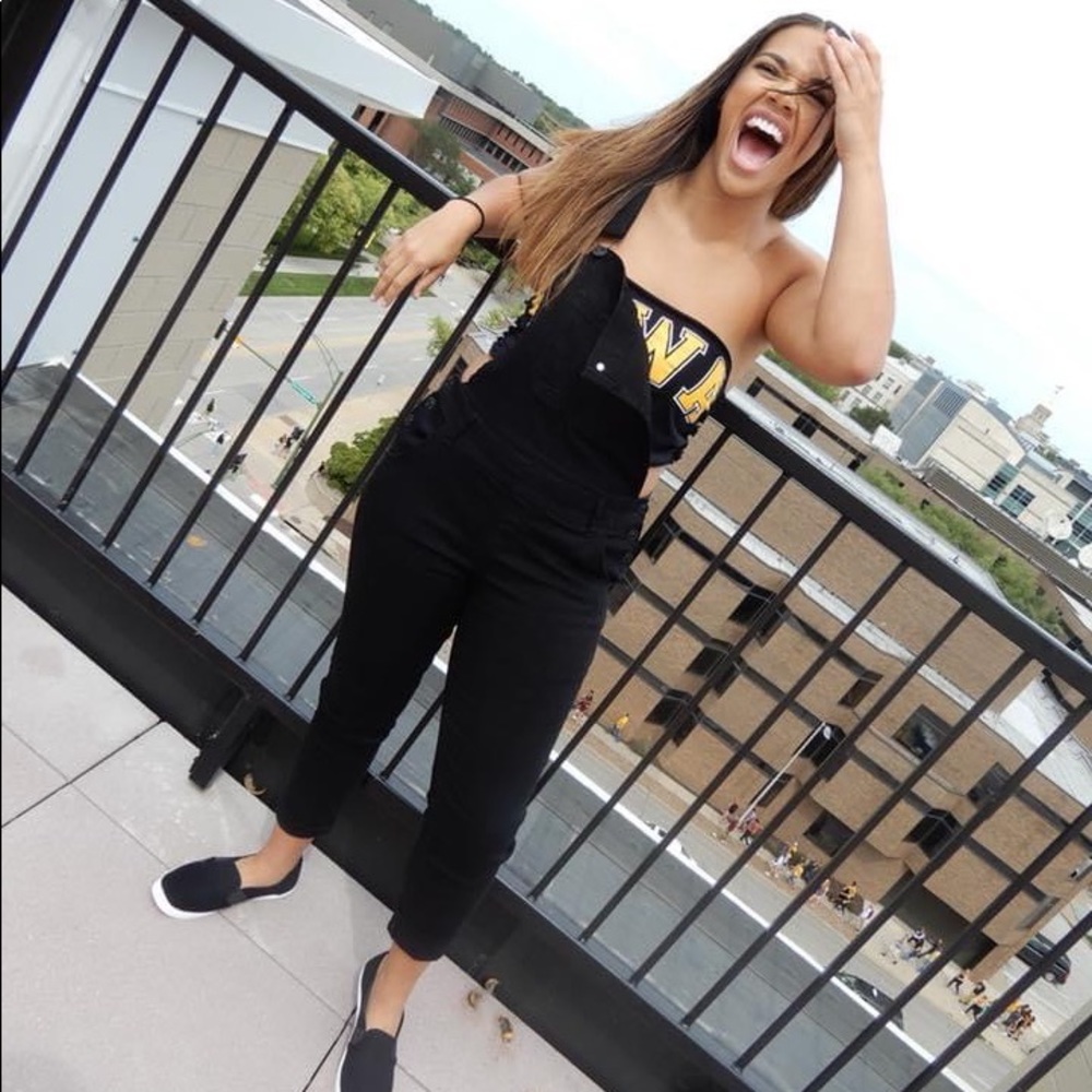 Black jean overalls